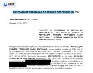 004 - CONTRATO DE PRESTAÇÃO DE SERVIÇO PROFESSOR (A)