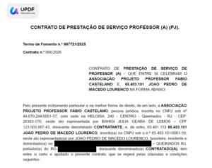 007 - CONTRATO DE PRESTAÇÃO DE SERVIÇO PROFESSOR (A)